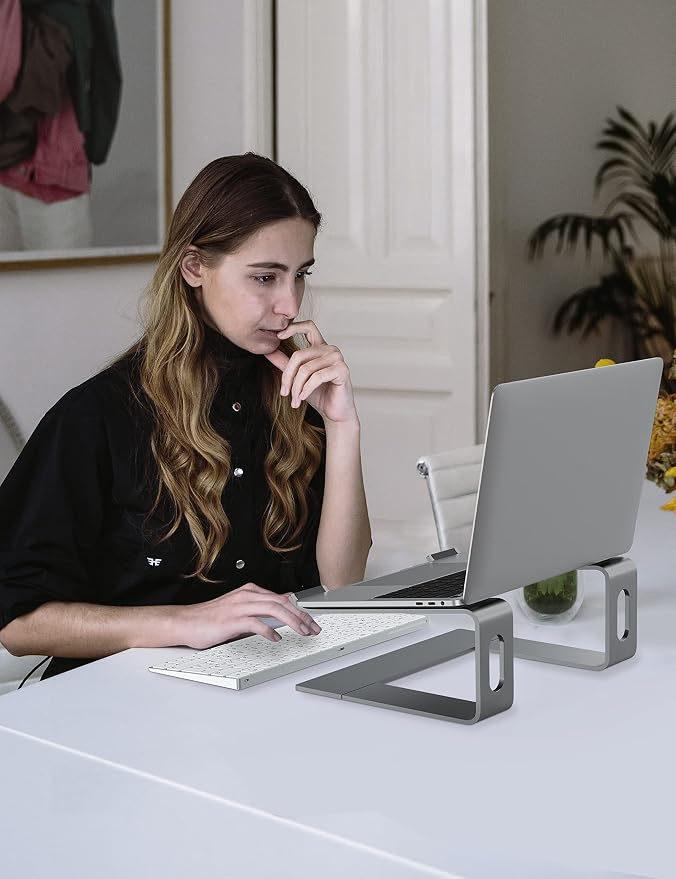 ALASHI Laptop Stand for Desk, Aluminum Computer Riser, Ergonomic Notebook Holder, Detachable Metal Laptops Elevator, PC Cooling Mount Support 10 to 15.6 Inches Notebook, Grey - Image 6
