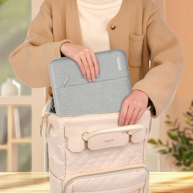 MOSISO Laptop Case 14 inch, Laptop Sleeve Bag with Pocket | Compatible with HP Lenovo Dell ASUS Acer, HP Stream, Dell Latitude, Polyester Vertical Computer Bag, Gray - Image 8