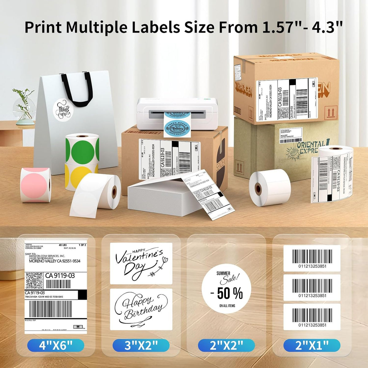 Gloryang Bluetooth Thermal Shipping Label Printer, 4X6 Inkless Label Machine for iOS, Android, Laptop, Wireless Printer for Small Business, Compatible with Amazon, UPS, Shopify, White - Image 4