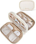 BAGSMART Electronics Organizer Travel Case for Cords Chargers Phones, Beige | Puffy Padded, Travel Essentials, Cord organizer bag for Cables, Compact Tech Accessories Pouch by BAGSMART