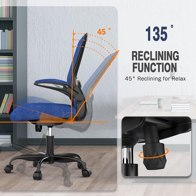 Ergonomic Office Chair w/Adjustable Lumbar, Flip Armrest, 135° Recline | Supports 300 lbs · Seat 19.48"–23.4" · Breathable mesh · 20–30 min assembly · 5-year warranty - Image 6