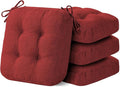 IASEAHK Chair Cushions for Dining Chairs, Dining Chair Cushions, Tufted Indoor Chair Pads with Ties & Non Slip Backing, Seat Cushions for Kitchen Chairs 16.5” x 16.5” x 3.5”, Set of 4, Red by IASEAHK