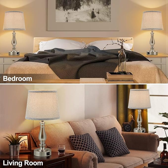 EJIAXIN Table Lamps for Bedroom Set of 2,Dimmable Touch Bedside Lamps with Dual USB A+C Ports - Nightstand Lamp for End Table Modern Night Stand Lamps for Living Room Guest Room - Image 8