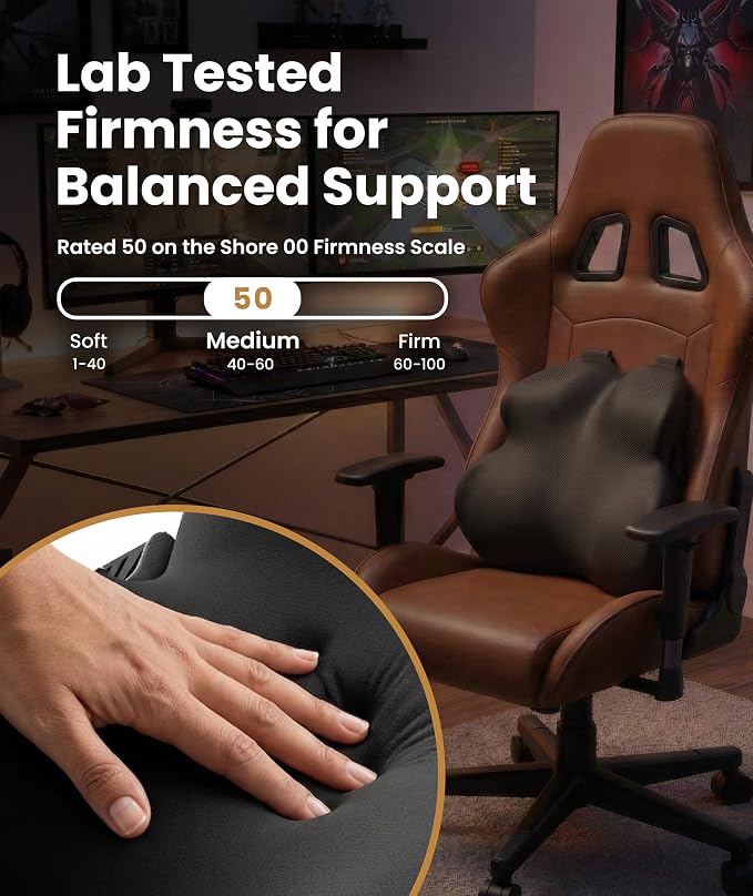 Everlasting Comfort Lumbar Support Pillow for Office Chair - Memory Foam Back Cushion for Car Seat - Promotes Better Posture, Back Pain Relief - Ideal for Gaming and Desk Chairs - Image 6