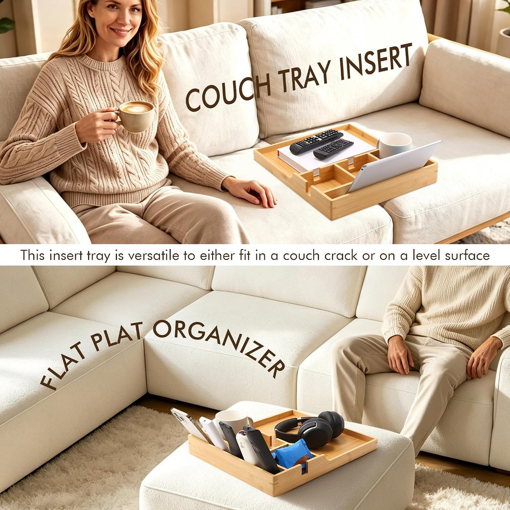 Oversize Couch Tray for Sectional,Bamboo Sofa Insert Tray - Image 9