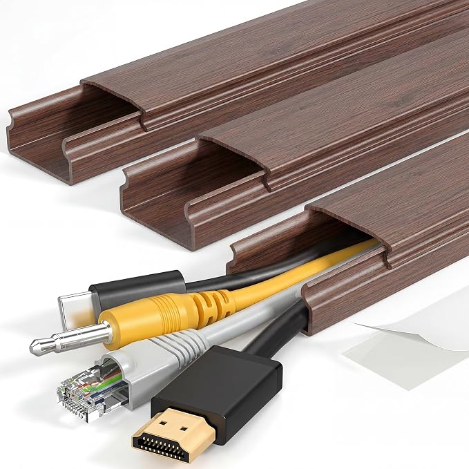 Yecaye TV Cord Hider, 42in Cord Cover Wall Mounted, W1.18in H0.6in, Cherry | Large Cable Hider, Wire Covers for 4 Cords, Cable Raceway Wire Hider, Wire Hiders for TV on Wall, Cable Cover Cord Concealer, by Yecaye