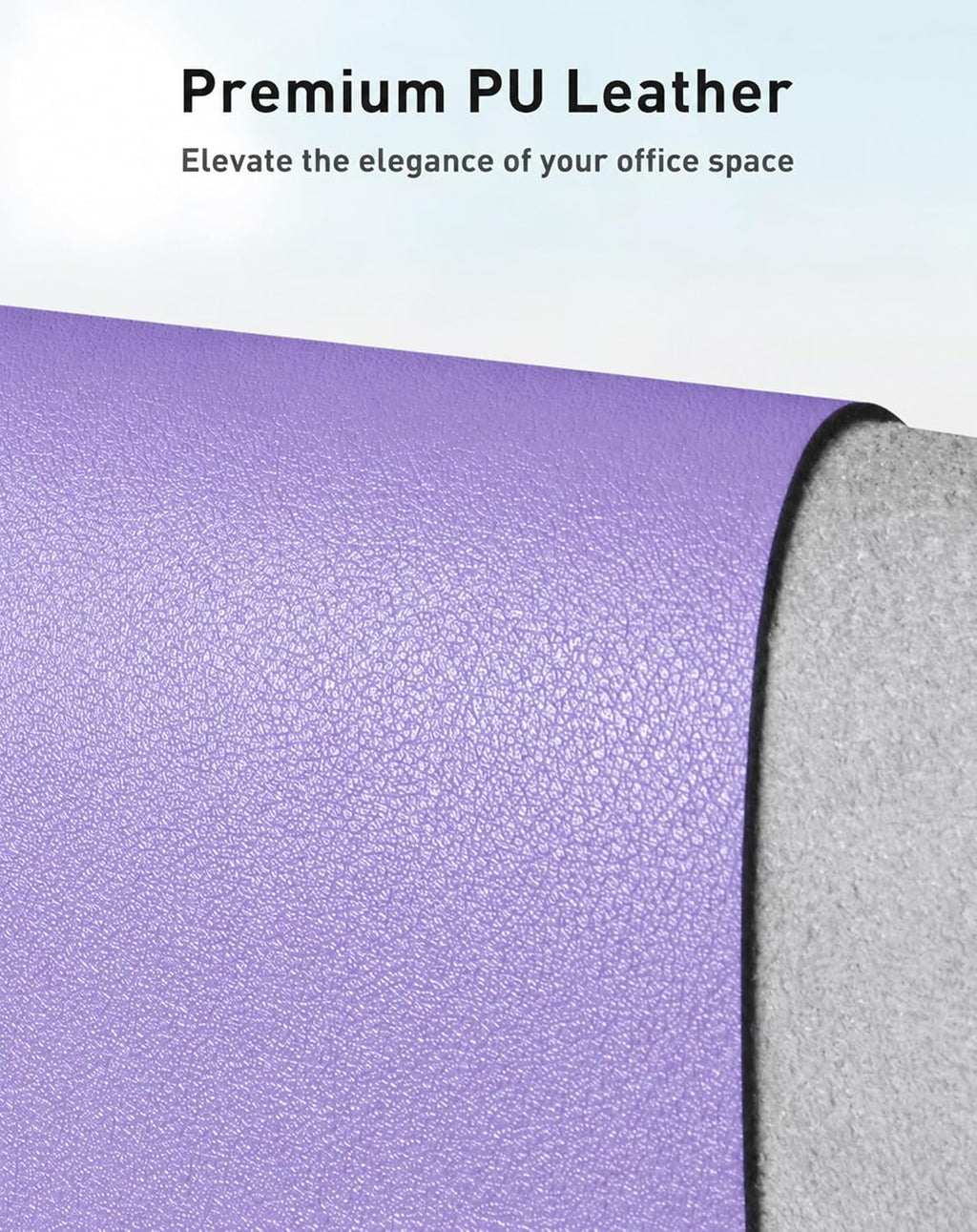 Aothia Faux Leather Desk Mat Mouse Pad, 42" x 17", Light Purple - Image 2
