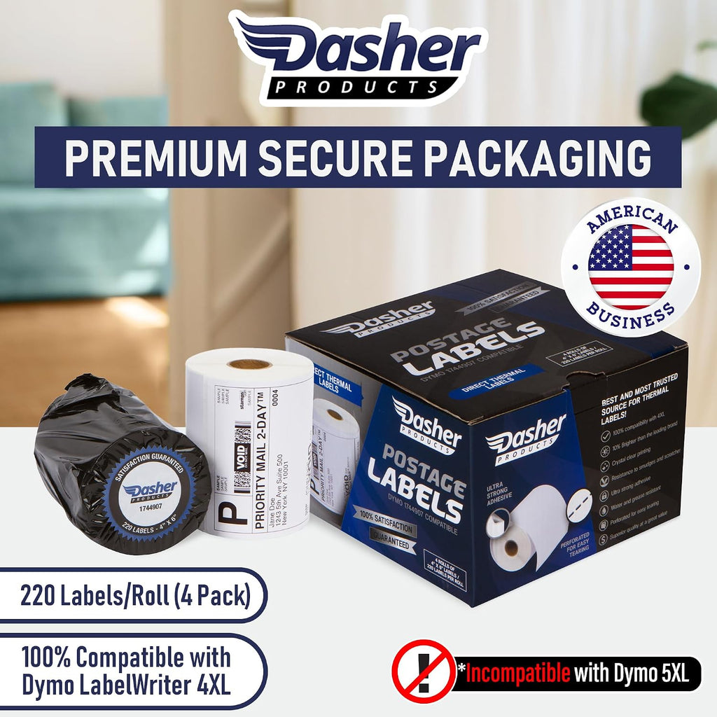Thermal Shipping Labels Compatible with Dymo LabelWriter 4XL 1744907 4x6 Internet Postage Labels, Water Resistant, Strong Adhesive, Perforated, 220 per Roll, NOT for 5XL (4 Pack) - Image 2