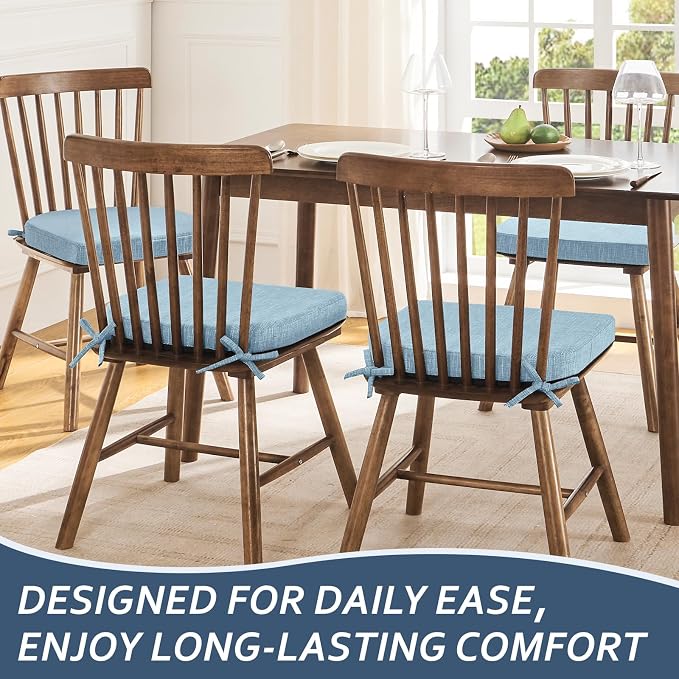 Basic Beyond Chair Cushions for Dining Chairs 4 Pack, Kitchen Chair Cushions with Ties and Non Slip Backing, 16 x 16 inches Chair Pads for Dining Chairs (Baby Blue) - Image 7