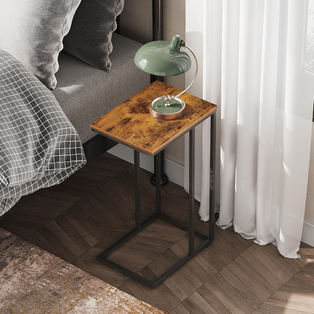 WLIVE C Shaped End Table, Small Side Table for Couch, Sofa, TV Tray C Table for Living Room, Bedroom, Home Office, Small Spaces, Rustic Brown - Image 4