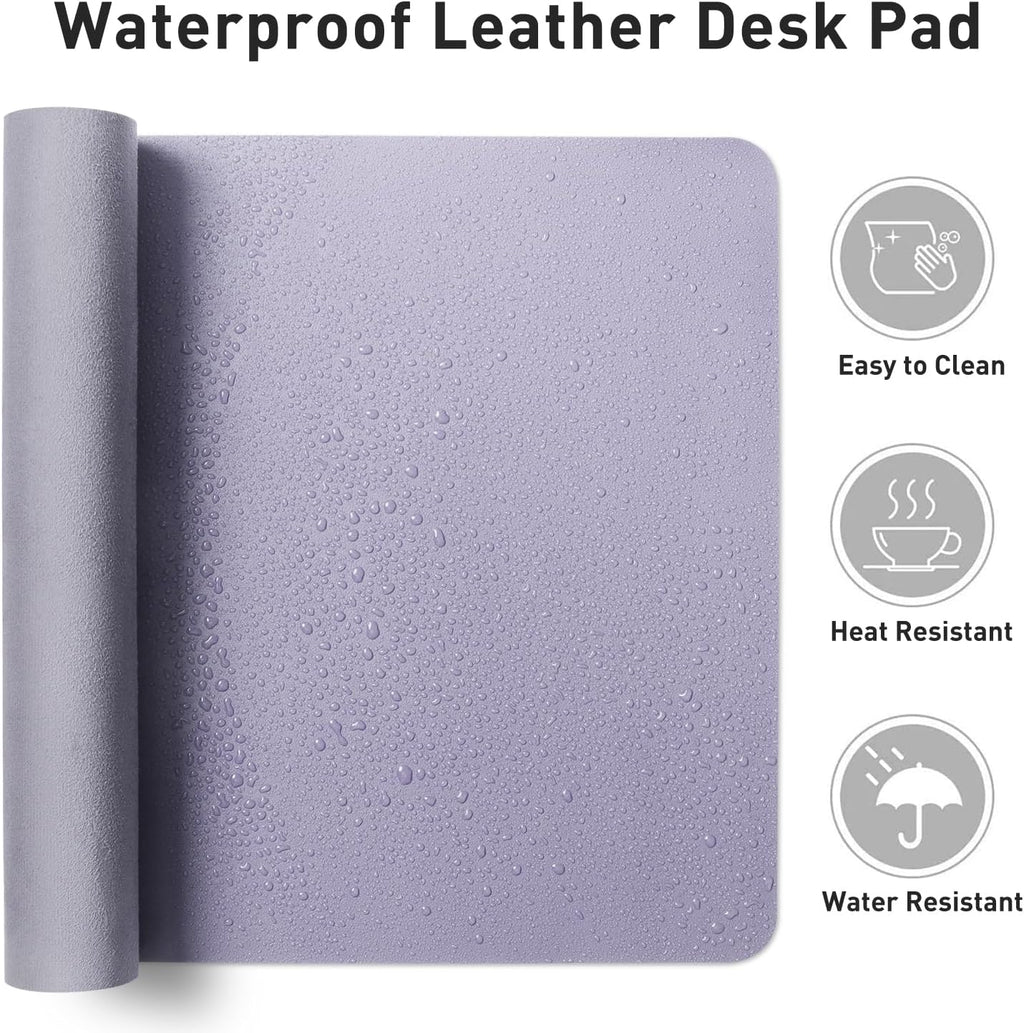 Aothia Faux Leather Desk Mat - Non-Slip PU Leather Desk Blotter, Waterproof Writing Surface, Large Desk Pad for Office & Home (Lavender, 55" x 24") - Image 7