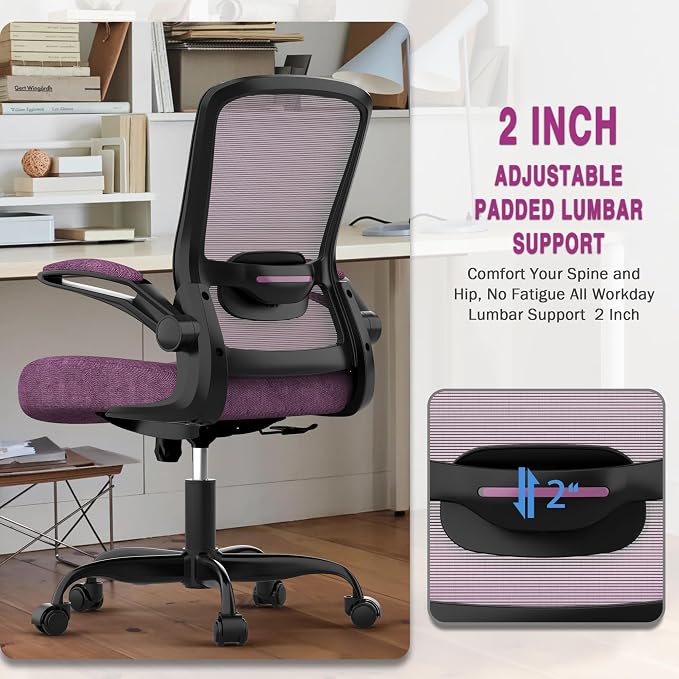 Ergonomic Office Chair w/Adjustable Lumbar, Flip Armrest, 135° Recline | Supports 300 lbs · Seat 19.48"–23.4" · Breathable mesh · 20–30 min assembly · 5-year warranty - Image 7