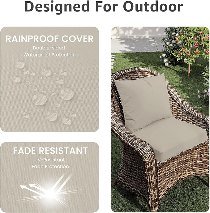 PatioGlow Outdoor Seat Cushion Set 24 x 24 x 4 Inch, Waterproof & Fade Resistant Patio Furniture Cushions with Removable Cover, Thick Deep Seating Pads for Outside Chair Sofa Couch - Image 4