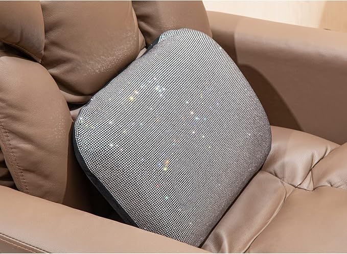 Carwales Lumbar Support Pillow Summer Decorative for Car Soft Bling Accessories Sparkly Diamond Rhinestone for Women Girls, Universal Office Chair Lower Back Cushion Rubber Black - Image 7