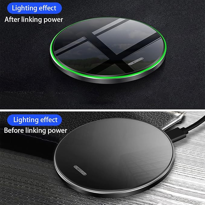 20W Fast Wireless Charger Pad,USB-C Wireless Phone Charging Station | Metal Frame Design,[20W SUPER Fast Charging] Wide Compatible with iPhone 17-11/Airpods,Samsung Galaxy/Buds,LG/Pixel -Black - Image 6