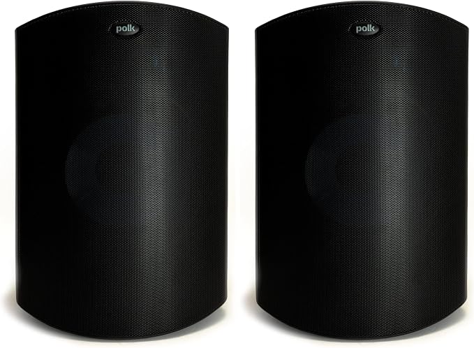 Polk Audio Atrium 8 SDI Flagship Outdoor Speaker (Black) - Use as Single Unit or Stereo Pair, Powerful Bass & Broad Sound Coverage, Withstands Extreme Weather & Temperature (Pack of 2) by PolkAudio