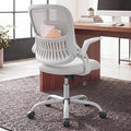 Home Office Desk Chair with Flip-up Armrest, Computer Chair | Lumbar Support, Height Adjustable, Mesh Mid-Back, Ergonomic Task Gaming Chair with 360° Swivel Wheels for Adults, Grey by HAPPYMONTLLC