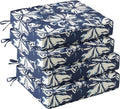 UNIKOME Outdoor Chair Cushions Set of 4, Water Resistant Patio Seat Cushions with Ties for Outdoor Furniture, High-Density Foam, UV & Fade Resistant, Piped Edge – 18.5" x 16" x 3", Blue-White Flower by UNIKOME