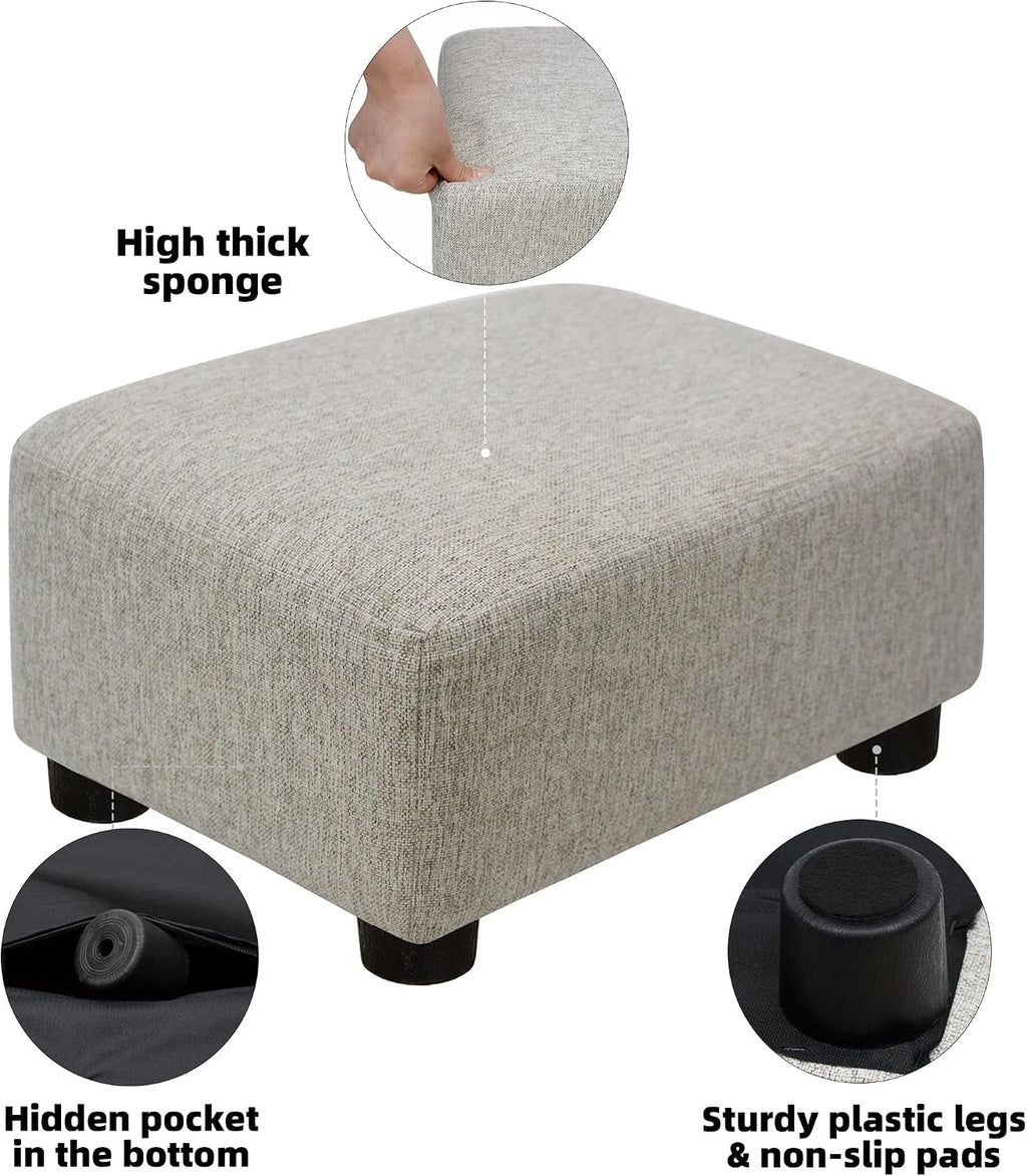 CAROLMADE Small Foot Stool Ottoman Footstool with Legs Under Desk Footrest for Living Room Bedroom and Office,Linen-Beige - Image 5