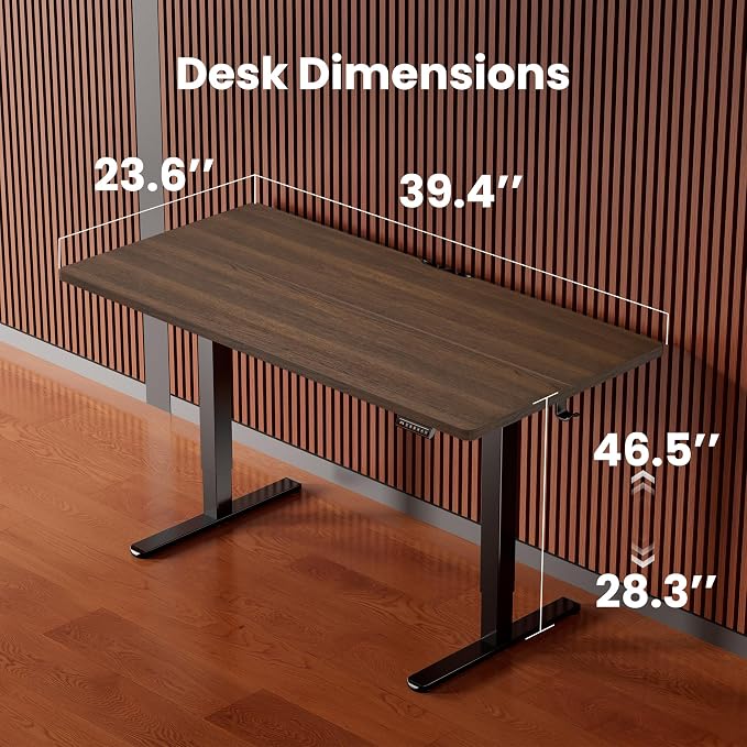ErGear Height Adjustable Electric Standing Desk, 40 x 24 Inches Sit Stand up Desk, Memory Computer Home Office Desk, Dark Walnut - Image 3