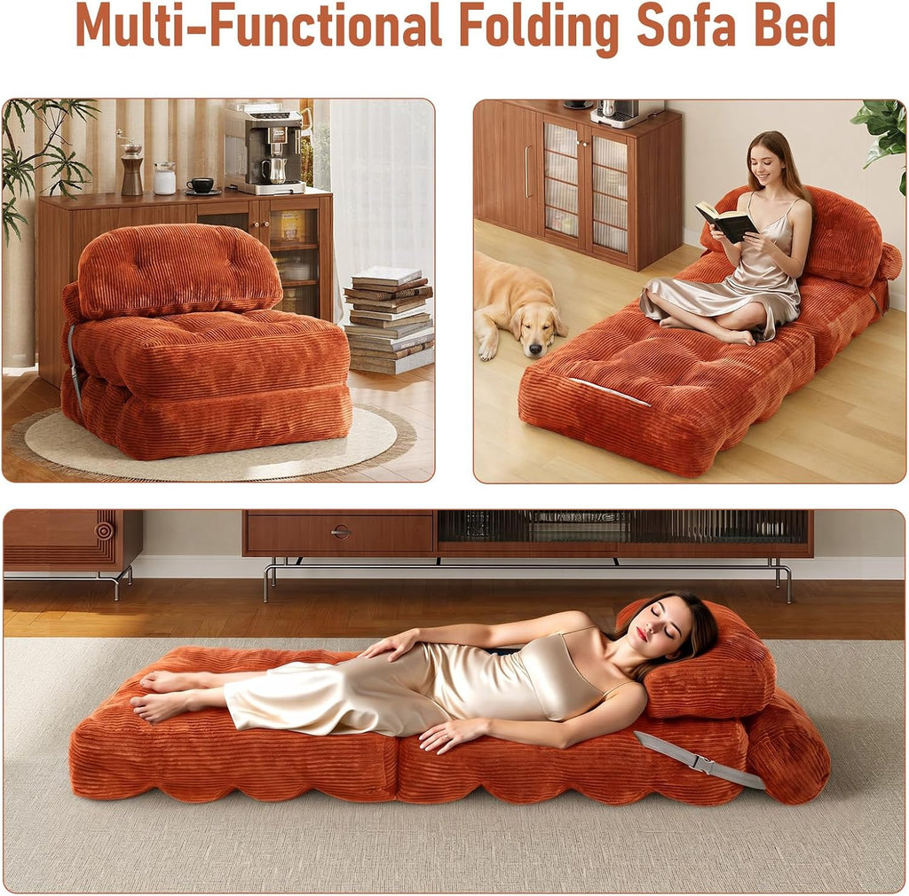 Folding Sofa Bed, Convertible Sleeper Chair with Back Support and Pillow - Image 3