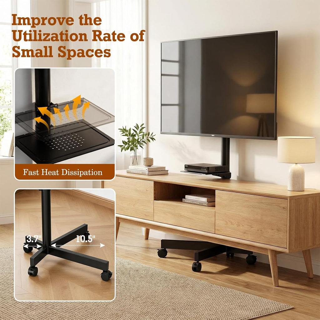 Rolling TV Stand with Wheels for 23-60 Inch Flat Curved TVs - Image 5