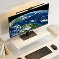 Computer Monitor Stands, Wood & Acrylic Computer Monitor Stand, Desk Monitor Stand Underneath Storage For Office, Home, School Supplies, 15.7" L (White) by BringYouALifeAsBeautiful