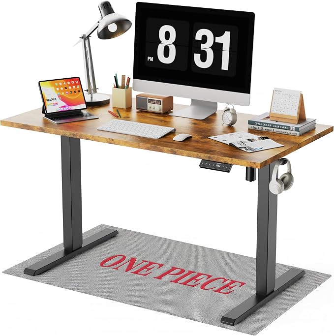 WALKINGDESK 48x24 Inches Whole Piece Electric Standing Desk, Seamless One Piece Height Adjustable Sit to Stand up Desk for Home Office, Ergonomic Computer Workstation, Rustic Brown by WALKINGDESK