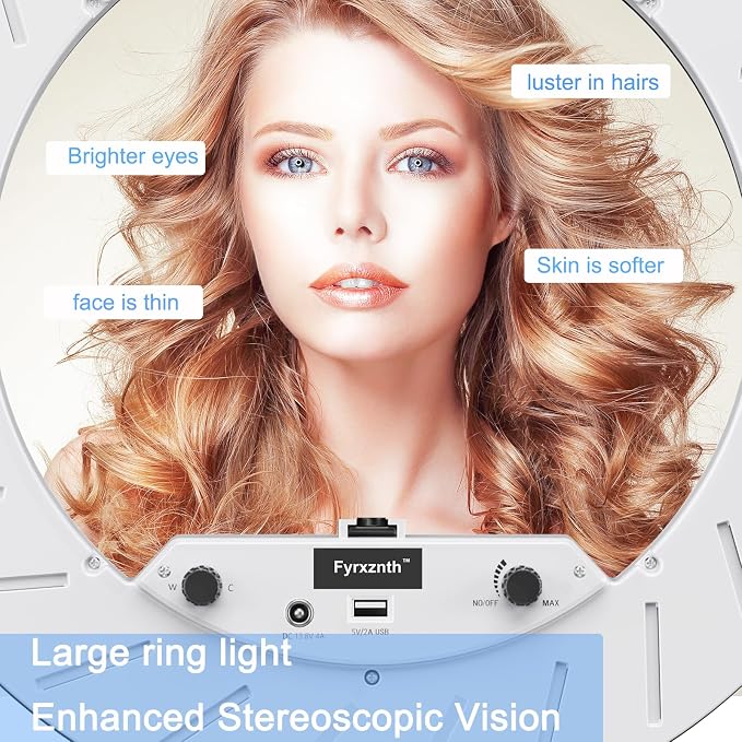 Ring Light 18" with Stand, 55w 6700K LED Light,63" Tripod,Multi-Angle Adjustable Phone Stand, for iPhone and Android Phones, CRI95, Suitable for YouTube, TikTok, Selfies (White, 18") - Image 2