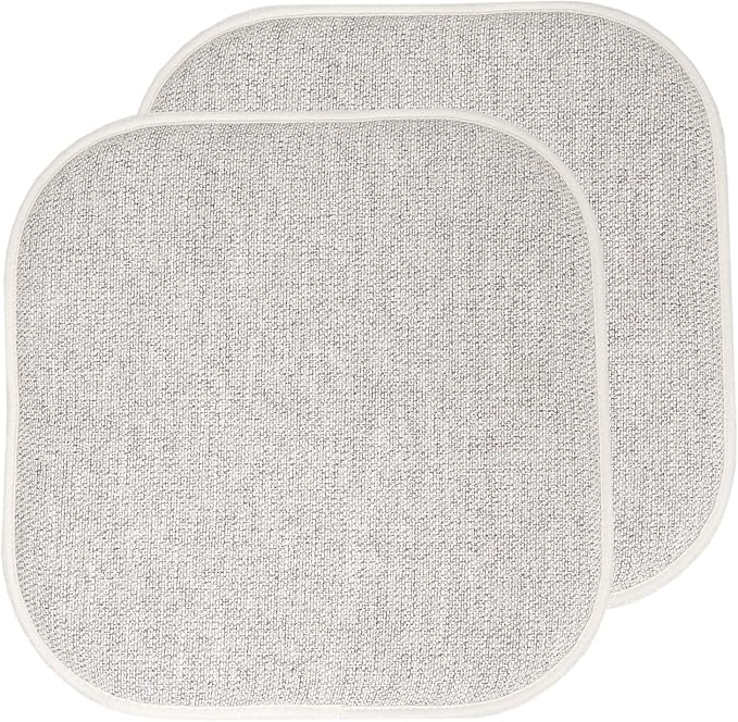 Sweet Home Collection Chair Cushion Memory Foam Pads Honeycomb Pattern Slip Non Skid Rubber Back Rounded Square 16" x 16" Seat Cover, 2 Pack, Alexis Cream/Brown by SweetHomeCollection