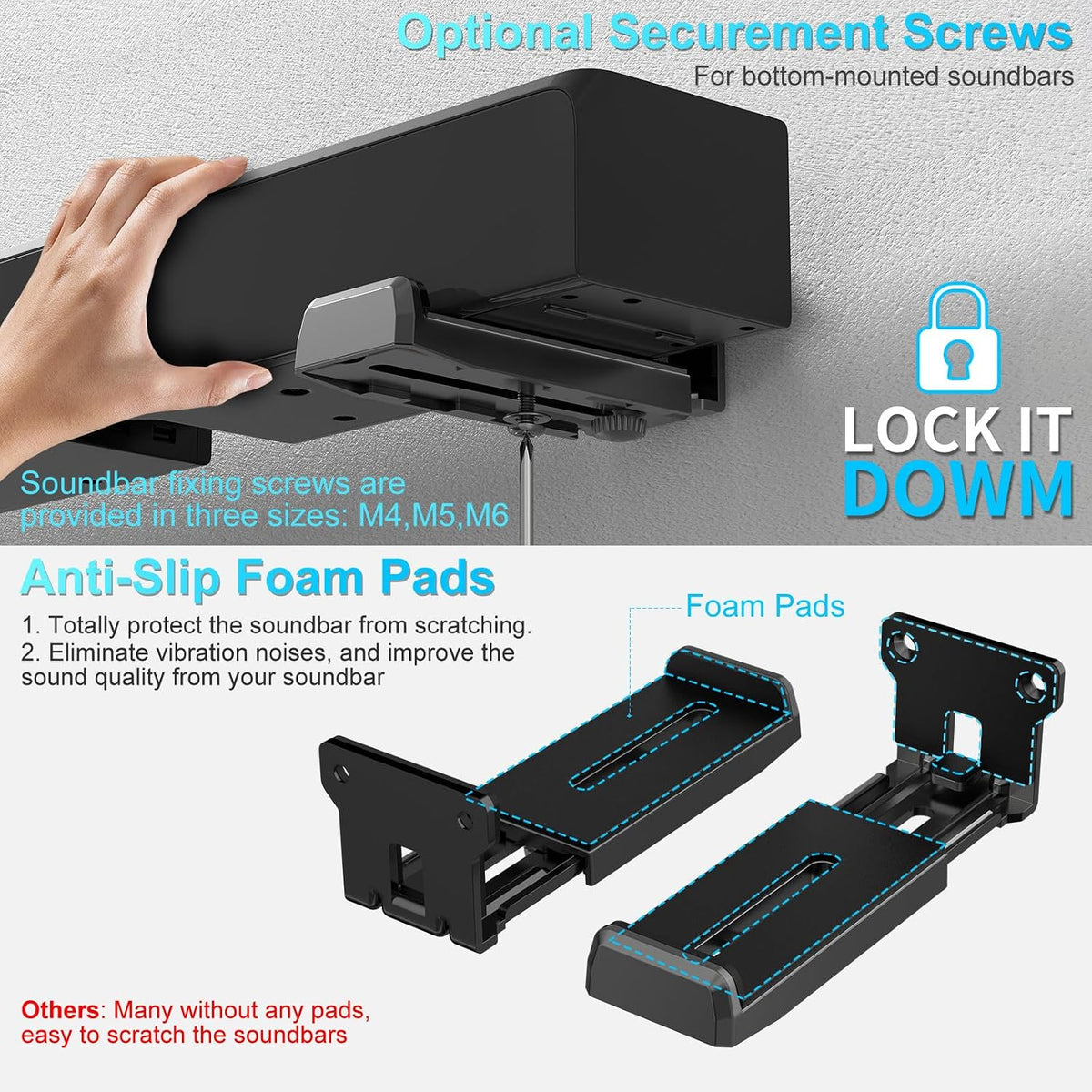 ZUOLACO Soundbar Wall Mount, Depth Adjustable 3.6”-6.4”, Sturdy Design - Image 4
