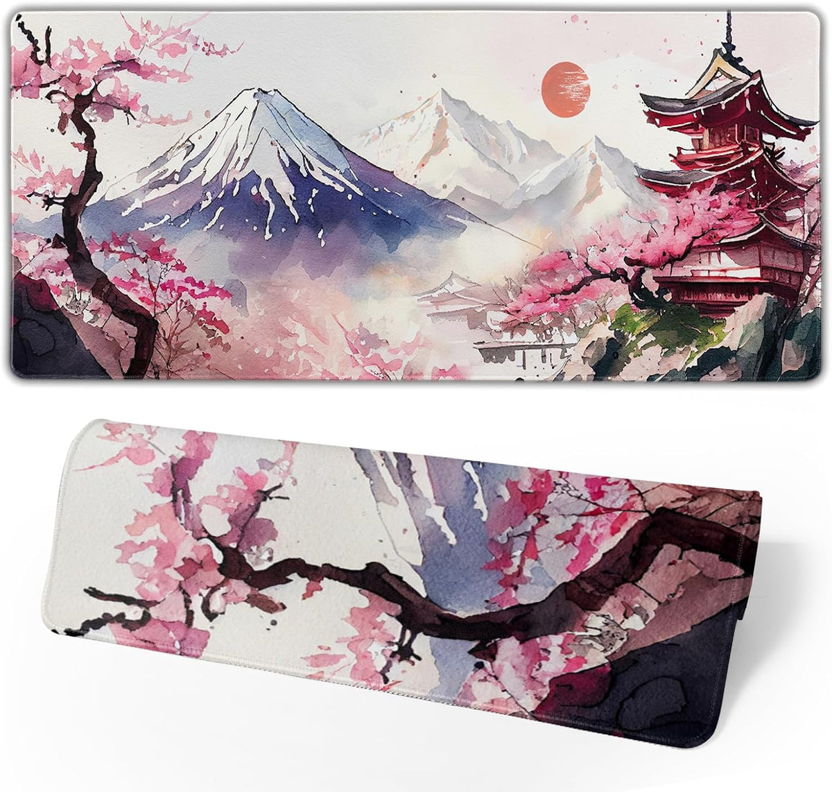 Japanese Cherry Blossom White Gaming Mouse Pad XXL Extended Large Mouse Mat Desk Pad Nonslip Rubber Base Long Computer Keyboard Desk Mat for Gaming Laptop Desktop 35.4 x 15.7 Inch - Image 2