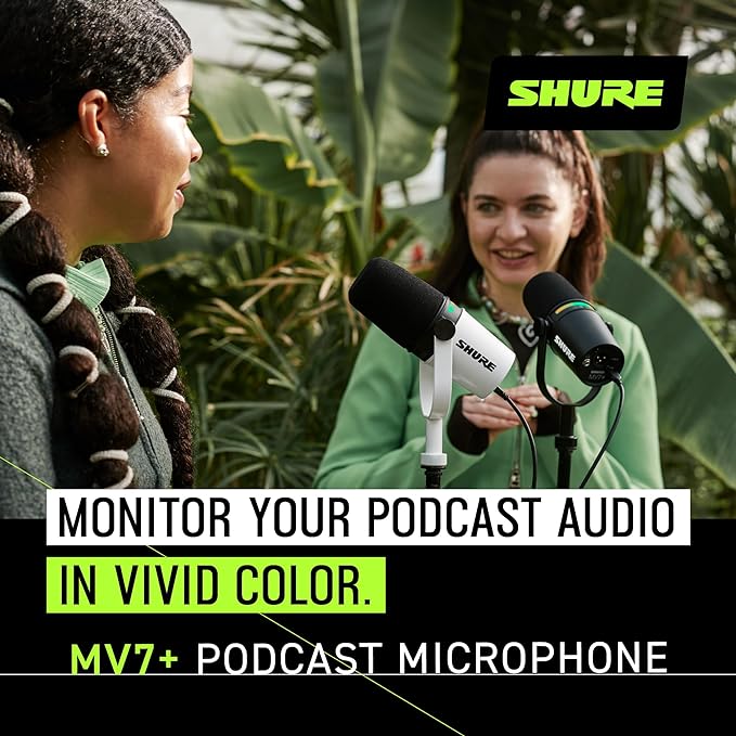 Shure MV7+ USB-C & XLR Podcast Dynamic Mic with Stand - Black | OBS-certified USB-C and XLR dynamic mic with stand, LED touch panel, auto level and pop filter for podcasting - Image 4