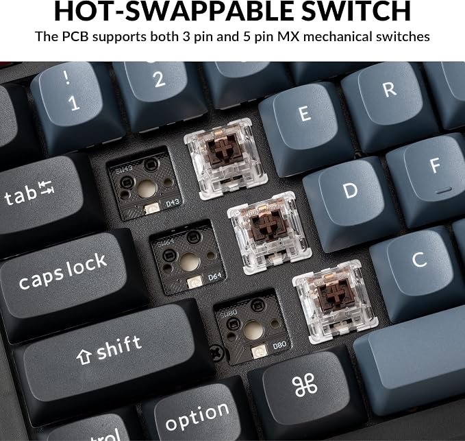 Keychron V6 Wired Custom Mechanical Keyboard, Full-Size QMK/VIA Programmable Macro with Hot-swappable Keychron K Pro Brown Switch Compatible with Mac Windows Linux (Frosted Black-Translucent) | QMK Programmable with Hot-swappable Keychron Brown Switch ... - Image 2