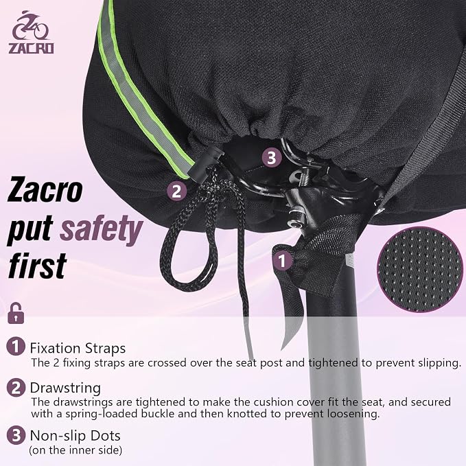 Zacro Bike Seat Cushion - Gel Padded Bike Seat Cover for Men Women Comfort, Extra Soft Exercise Bicycle Seat Compatible with Peloton, Outdoor & Indoor Bike Saddles - Image 4