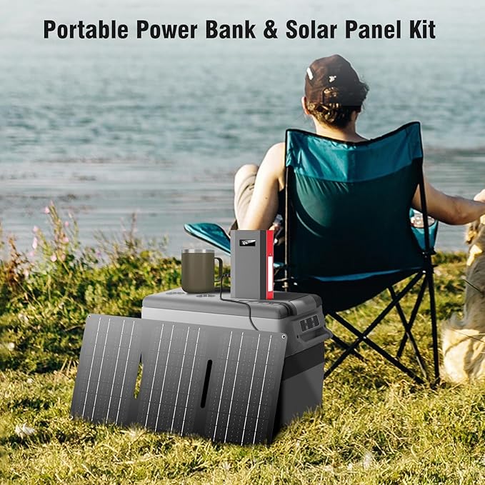 Portable Solar Power Bank with AC Outlet 65W 110V External Battery Pack | 24000mAh Portable Laptop Charger with Foldable Solar Panel 30W for Outdoor Smart Devices Camping Hiking Trip Off Grid Backup - Image 2