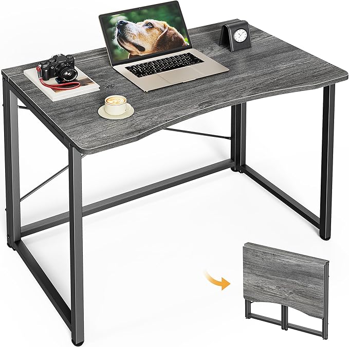 Huuger Folding Desk for Small Spaces, 31.5 Inch Foldable Computer Table | Easy Assembly, Small Writing Work Office Computer Desk, for Home Office, Study, Bedroom, Dorm, Space Saving, Grey by Huuger