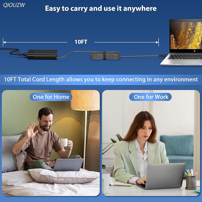 65W USB C Laptop Charger Compatible with HP Spectre X360,Spectre,Elitebook x360,Elitebook,Envy,Omnibook,Elite x2,Chromebook,Dragonfly,Zbook,ProBook Travel Type C AC Adapter Power Cord Supply - Image 6