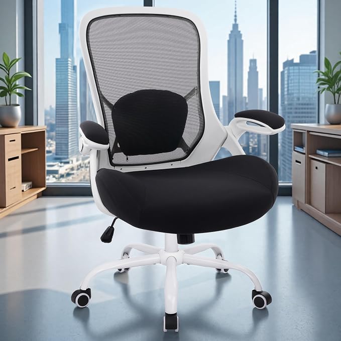 400lbs Heavy Duty Office Chair, Computer Desk Chair(White&Black) | Office and Home, 5" Thickened Seat, Ergonomic with Adjustable Armrests, Mesh Executive Chair - Image 2