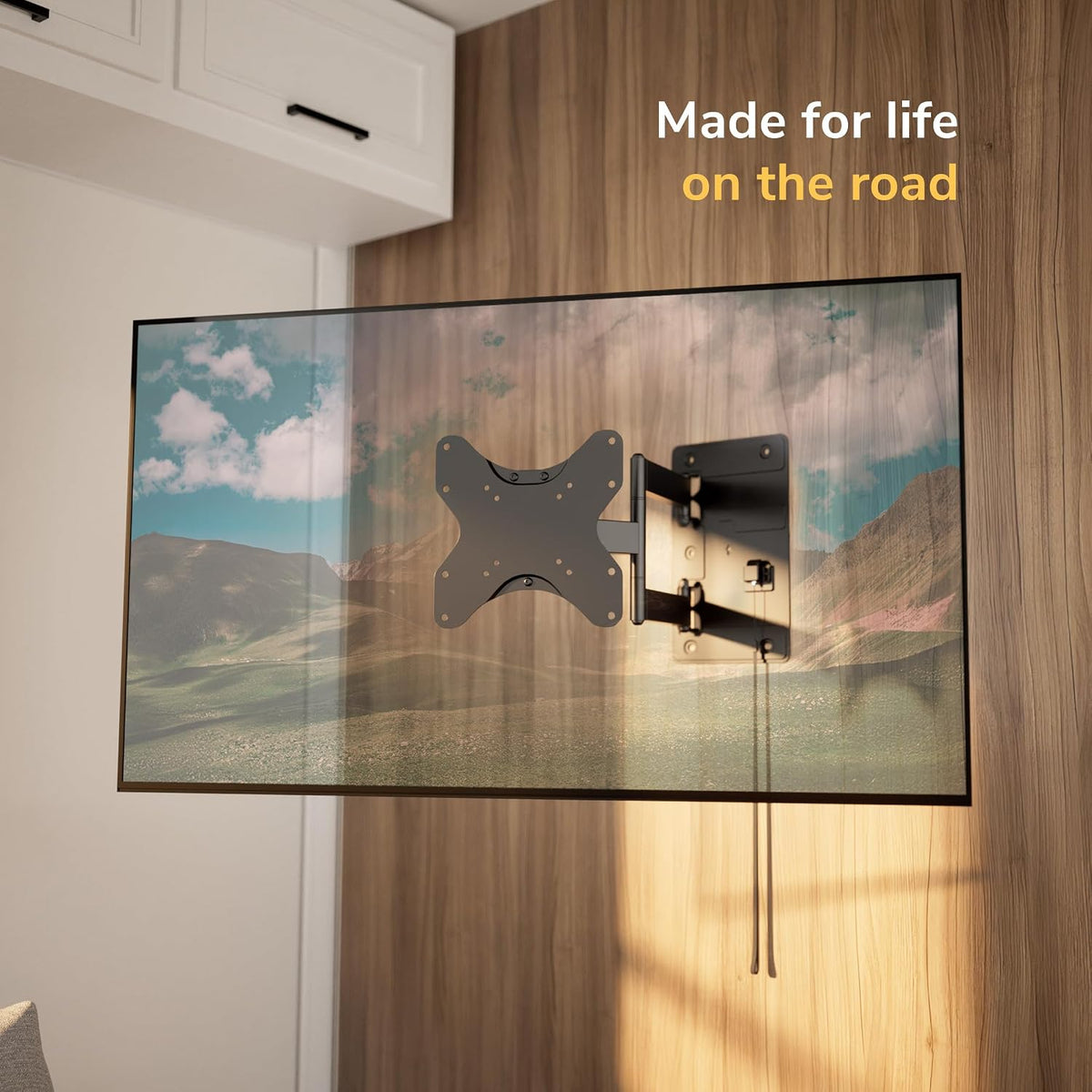 Mount-It! Lockable RV TV Mount for 23-43 Inch TVs, Full Motion Swivel Tilt Wall Mount for Camper, Travel Trailer, Motorhome, Truck & Boat, Quick Release Locking Arm, VESA 75x75-200x200mm, 77 lb - Image 3