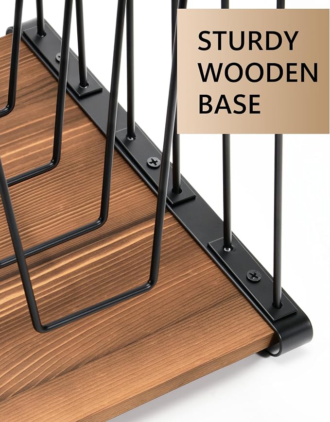HULISEN 2 Pack Desk File Organizer, 5-Section Desktop File Folder Holder | Visible Tiered Design, Metal Rack with Wood Base, Vertical Storage for Binders Documents & Magazines, Classroom Office Use - Image 4