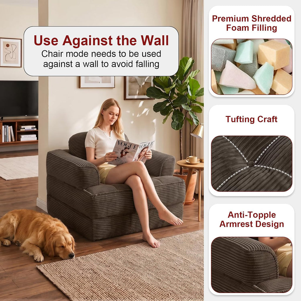 Folding Sofa Bed, 2-in-1 Convertible Sleeper Chair for Living Room - Image 4