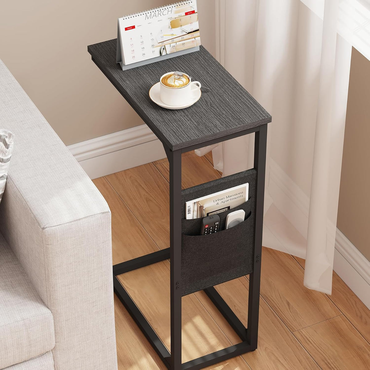 TUTOTAK C Shaped End Table, Side Table for Couch, Sofa Table - Image 6
