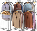 Liuoud Clear Garment Bags for Hanging Clothes 10” Gusseted, 6 Pack, 32” | Suit Bags for Closet Storage with Large Metal Zipper, Breathable odorless Hanging Plastic Clothes Cover for Coat Dress Fur by Liuoud