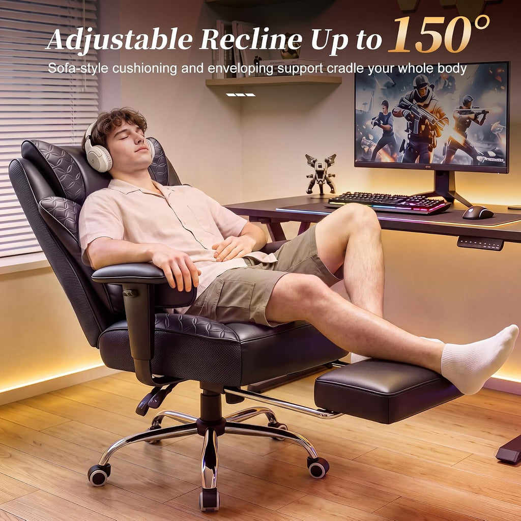 COMHOMA Big and Tall Gaming Chair with Footrest Ergonomic Office Chair - Image 6
