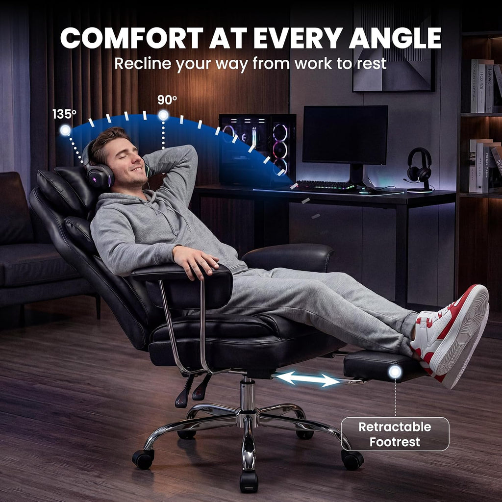 N-GEN GAMING Big and Tall Gaming Chair with Footrest, Reclining Chair,Black - Image 5