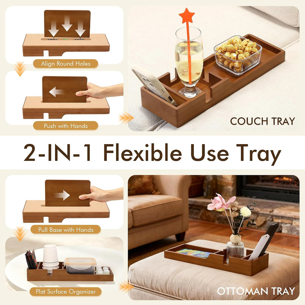 Couch Table Insert with Cup Holder for Boneless,15.35x5.12-in,Brown - Image 3