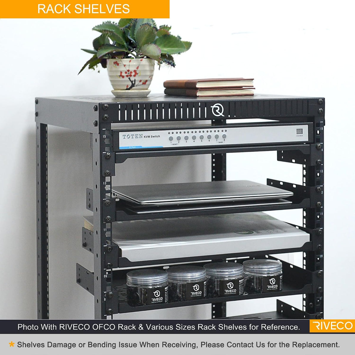 2 PCS 12” Rack Shelves for 19 inches Network Rack & Cabinets, 1U Rack Mount Shelf Vented Cantilever Tray, for Server, IT & Sound Equipment - Image 6