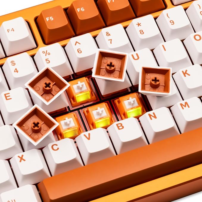 KEEBMONKEY WOBKEY Rainy 75 Aluminum HMX/JWK Switches Mechanical Keyboard with Superior Acoustics, Wired, BT, 2.4G Wireless Connectivity (Pro Orange(Stainless Steel Weight)) - Image 5