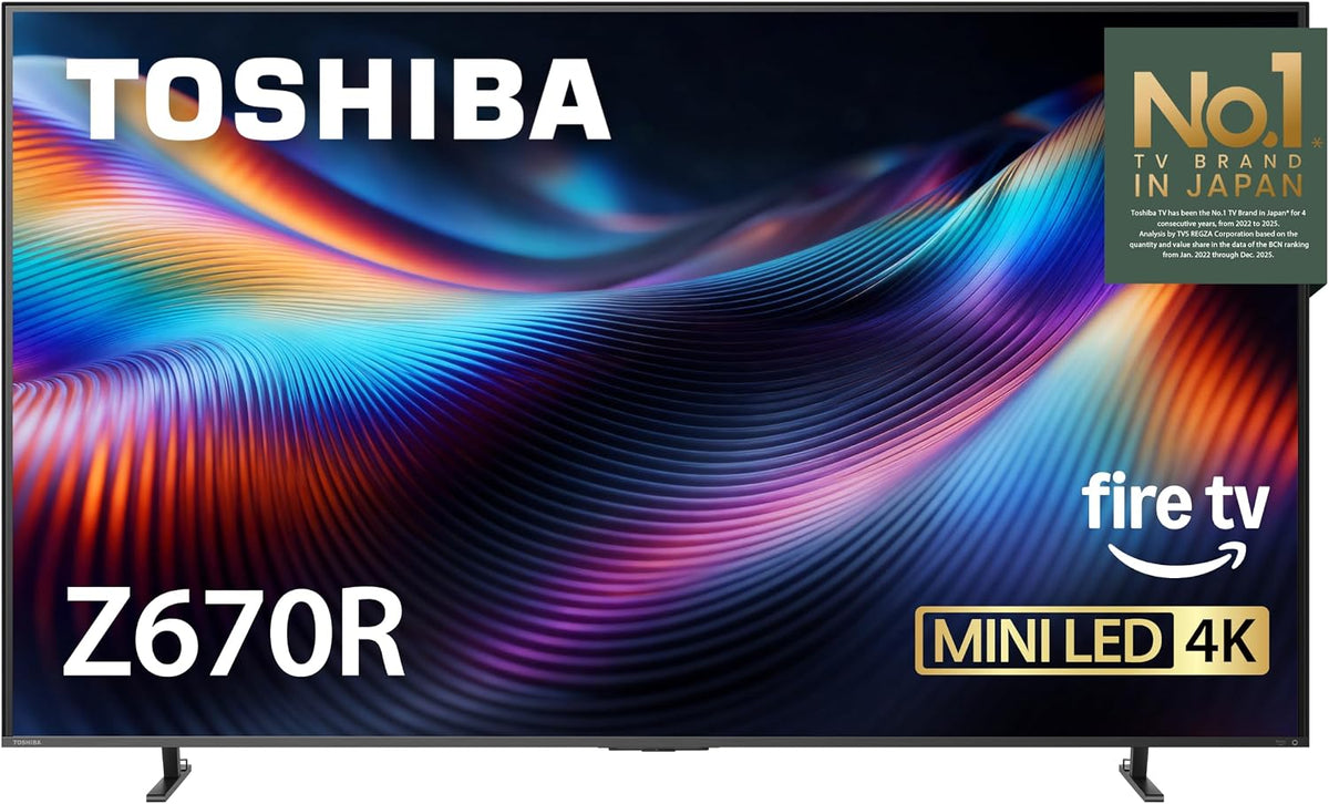 Toshiba 75" Z670 Series Mini-LED 4K UHD Smart Fire TV (75Z670R, 2026 New) - QLED, Native 144Hz, HDR10+, Dolby Vision IQ, REGZA Engine Zri, Dolby Atmos, Game Mode Pro, Alexa Built-in, Japan Quality by TOSHIBA